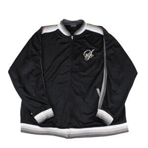 Southpole Y2K Cursive Embroidered Full Zip Track Mens Black/Gray/White Jacket XL